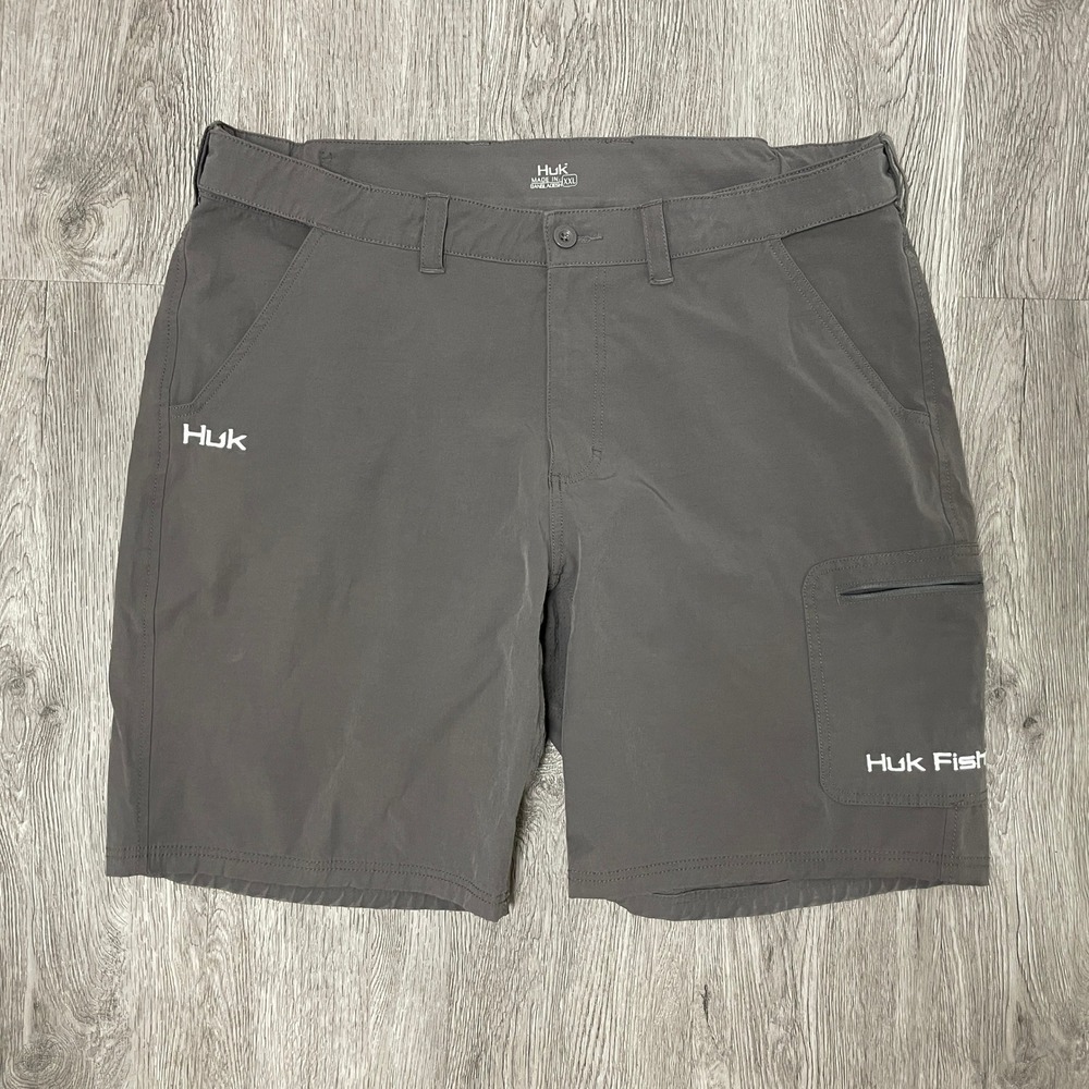 Huk Shorts Mens 2X-Large Gray Fishing Performance Cargo Utility